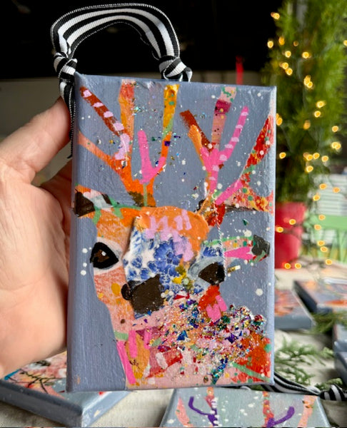 Warm Wool Stocking Grey Reindeer