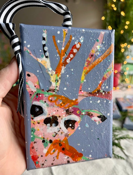 Warm Wool Stocking Grey Reindeer